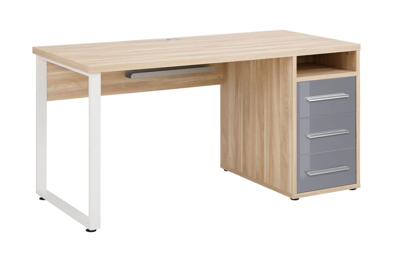 Neviges Skrivbord 150 cm med Förvaring 3 Lådor + 3 Hyllor - Brun/Grå/Platinagrå - Möbler - Bord & matgrupper - Kontorsbord - Skrivbord
