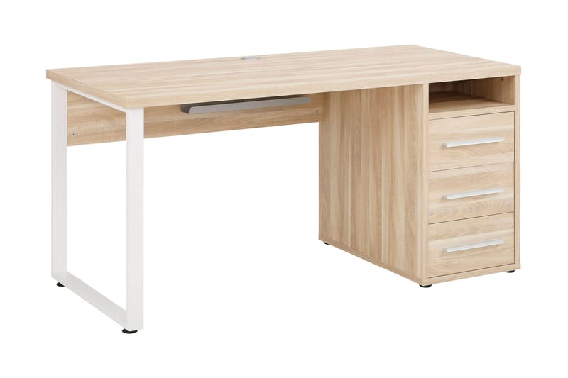 Neviges Skrivbord 150 cm med Förvaring 3 Lådor+3 Hyllor - Brun/Platinagrå - Möbler - Bord & matgrupper - Kontorsbord - Skrivbord