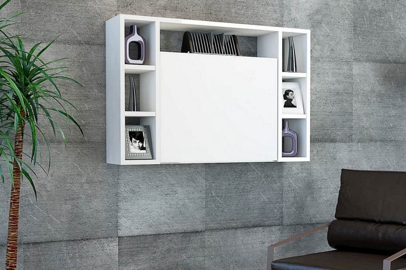 Omega Väggskrivbord 90 cm med Förvaring Vit - Homemania - Möbler - Bord & matgrupper - Kontorsbord - Skrivbord