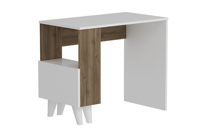 Paris Skrivbord 90 cm med Förvaring Hylla + Lucka Vit/Brun - Homemania - Möbler - Bord & matgrupper - Kontorsbord - Skrivbord