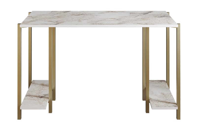 Pinnarp Skrivbord 125 cm med Förvaring 2 Hyllor Marmormönste - Grå - Möbler - Bord & matgrupper - Kontorsbord - Skrivbord