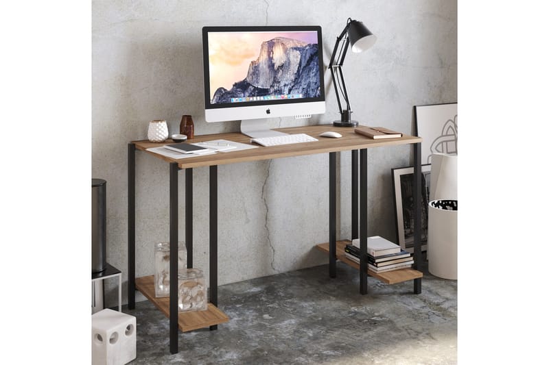 Pinnarp Skrivbord 125 cm med Förvaring 2 Hyllor - Natur/Svart - Möbler - Bord & matgrupper - Kontorsbord - Skrivbord