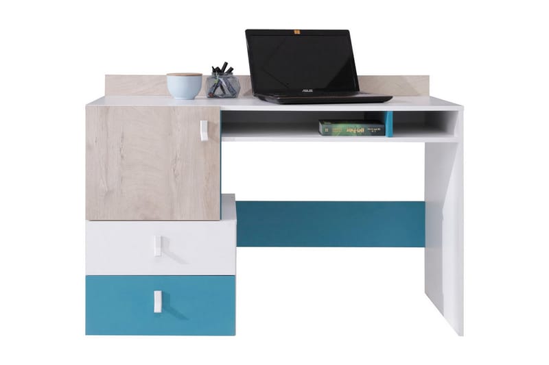 Planeta Skrivbord 125 cm - Vit/Natur/Blå - Möbler - Bord & matgrupper - Kontorsbord - Skrivbord