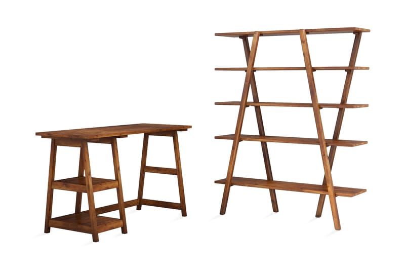 Puqa Design Skrivbord 120 cm med Förvaring Hyllor - Mörkbrun - Möbler - Bord & matgrupper - Kontorsbord - Skrivbord