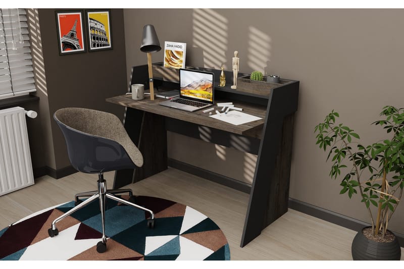 Ruelle Skrivbord 59,6x93,4x123,6 cm med förvaring - Mörkbrun - Möbler - Bord & matgrupper - Kontorsbord - Skrivbord