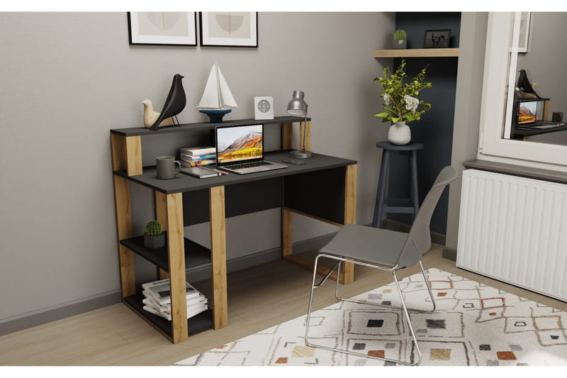 Ruelle Skrivbord 59,6x95,2x120 cm med förvaring - Grå/Brun - Möbler - Bord & matgrupper - Kontorsbord - Skrivbord