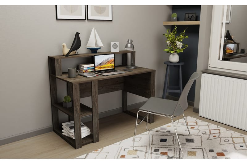 Ruelle Skrivbord 59,6x95,2x120 cm med förvaring - Mörkbrun - Möbler - Bord & matgrupper - Kontorsbord - Skrivbord