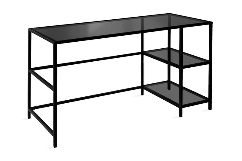 Sabani Skrivbord 130 cm med Förvaring 2 Hyllor - Glas/Rökfärgad/Svart - Möbler - Bord & matgrupper - Kontorsbord - Skrivbord