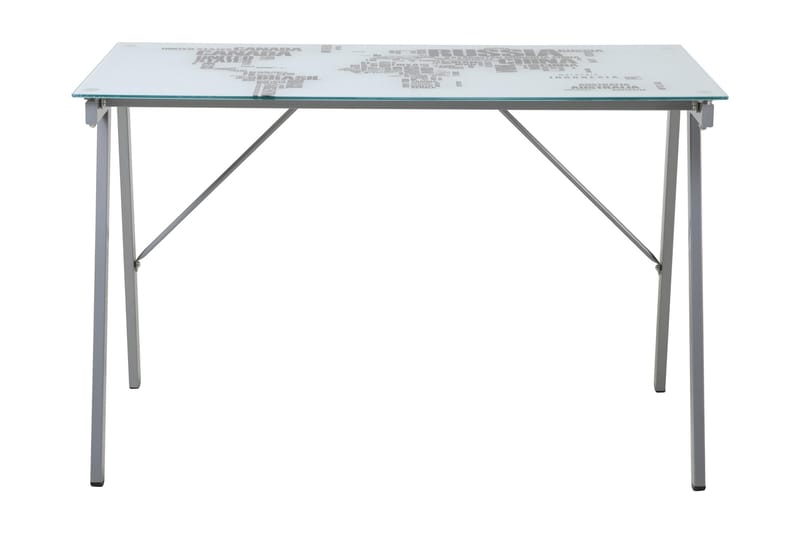 Salvanes Skrivbord 113 cm med Karta - Glas/Vit - Möbler - Bord & matgrupper - Kontorsbord - Skrivbord