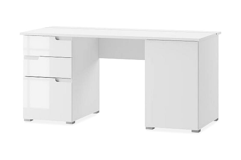 Selini Skrivbord 158 cm med Förvaring Lådor + Hyllor - Vit/Vit Högglans - Möbler - Bord & matgrupper - Kontorsbord - Skrivbord