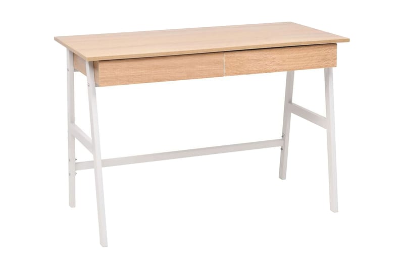Skrivbord 110x55x75 cm ekfärg och vit - Vit - Möbler - Bord & matgrupper - Kontorsbord - Skrivbord