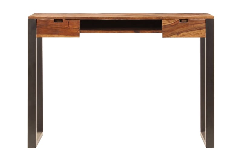 Skrivbord 110x55x78 cm massivt sheshamträ och stål - Brun - Möbler - Bord & matgrupper - Kontorsbord - Skrivbord