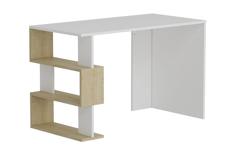 Skrivbord 120 cm med Förvaring Hyllor Vit/Ek - Homemania - Möbler - Bord & matgrupper - Kontorsbord - Skrivbord