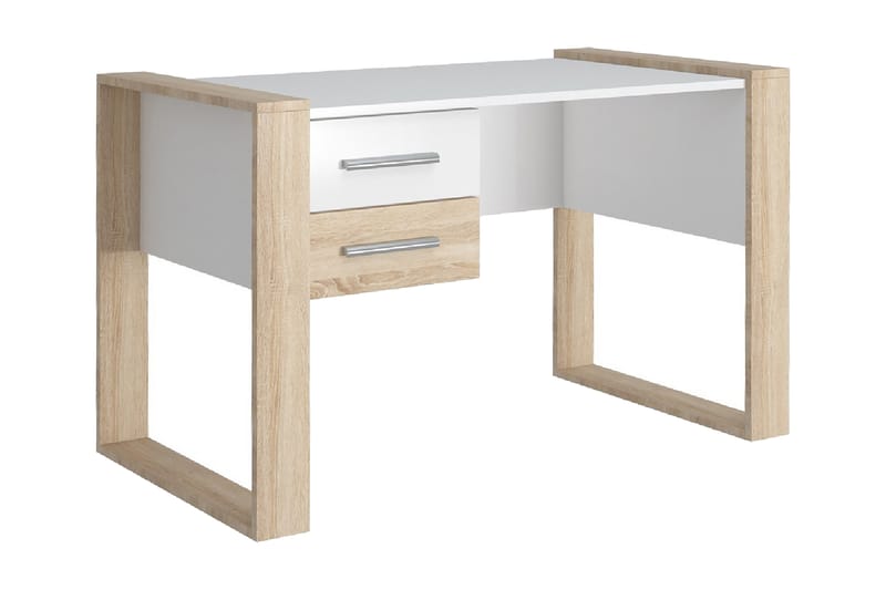 Skrivbord 124 cm med Förvaring 2 Lådor Vit/Sandek - Homemania - Möbler - Bord & matgrupper - Kontorsbord - Skrivbord