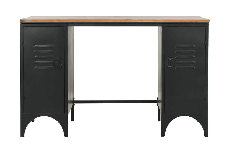 Skrivbord massivt furuträ och stål 120x50x76 cm - Svart - Möbler - Bord & matgrupper - Kontorsbord - Skrivbord