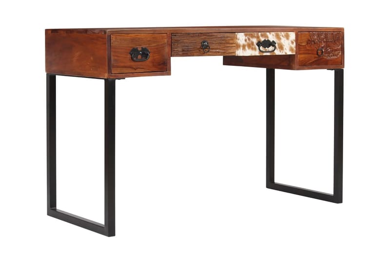 Skrivbord massivt sheshamträ och äkta läder 117x50x76 cm - Brun - Möbler - Bord & matgrupper - Kontorsbord - Skrivbord