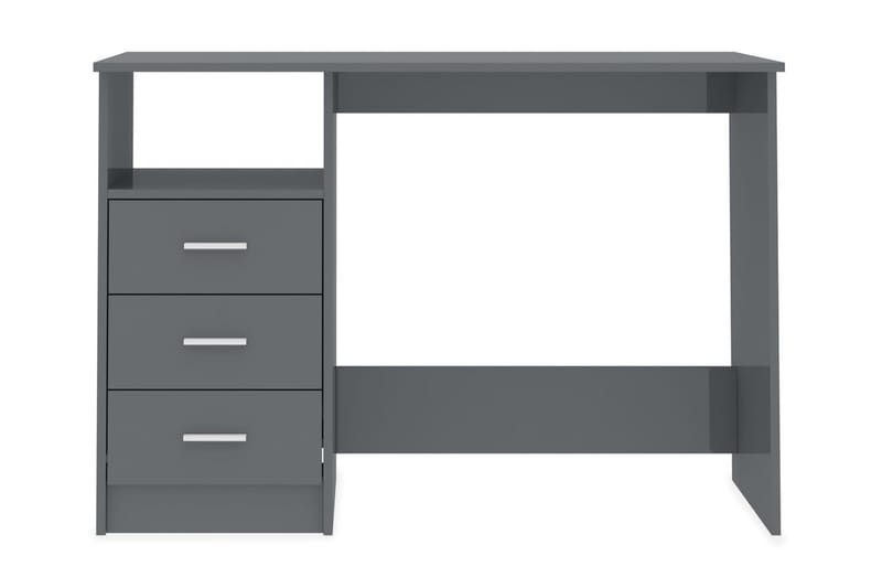 Skrivbord med lådor grå högglans 110x50x76 cm spånskiva - Grå - Möbler - Bord & matgrupper - Kontorsbord - Skrivbord