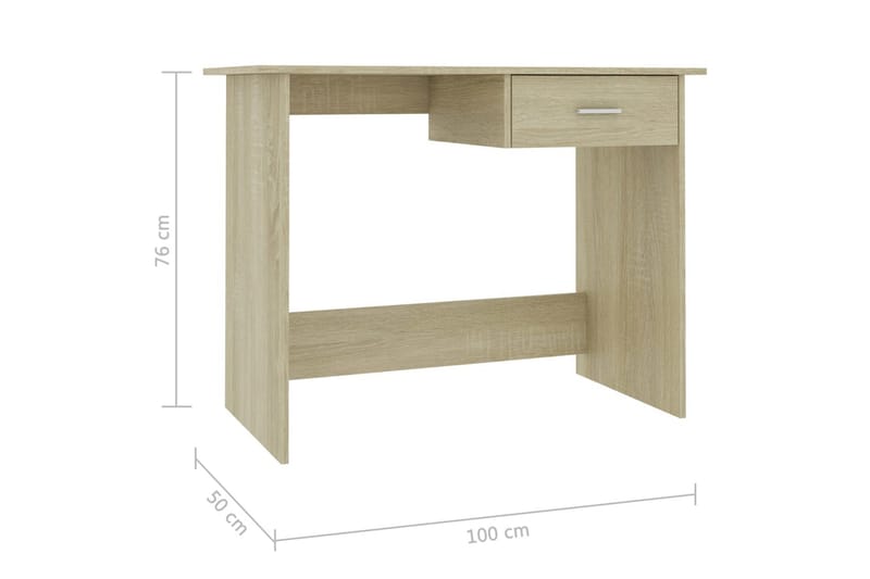 Skrivbord sonoma-ek 100x50x76 cm spånskiva - Brun - Möbler - Bord & matgrupper - Kontorsbord - Skrivbord