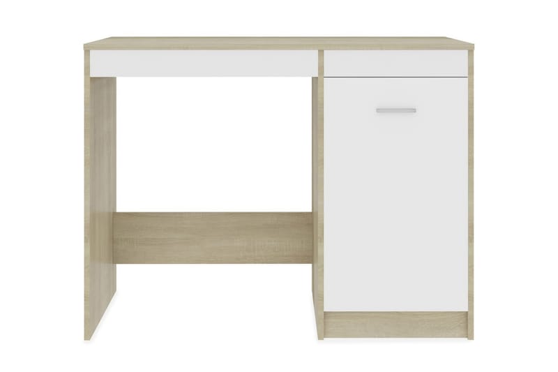 Skrivbord vit och sonoma-ek 100x50x76 cm spånskiva - Vit - Möbler - Bord & matgrupper - Kontorsbord - Skrivbord
