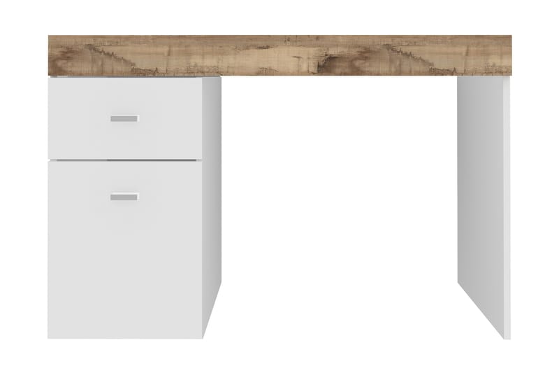 Slinger Skrivbord 100 cm med Förvaring Låda + Dörr - Natur/Vit Högglans - Möbler - Bord & matgrupper - Kontorsbord - Skrivbord