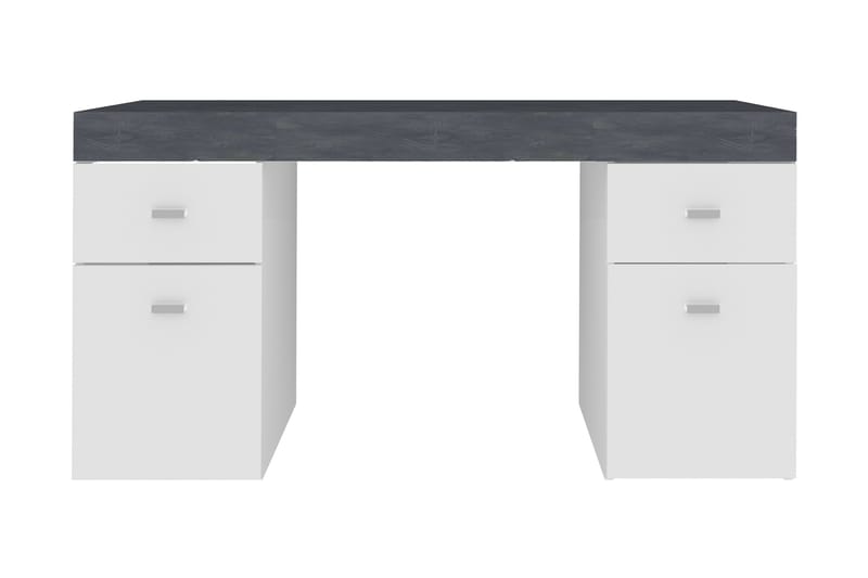 Slinger Skrivbord 130 cm med Förvaring 2 Lådor + 2 Dörrar - Svart/Vit Högglans - Möbler - Bord & matgrupper - Kontorsbord - Skrivbord