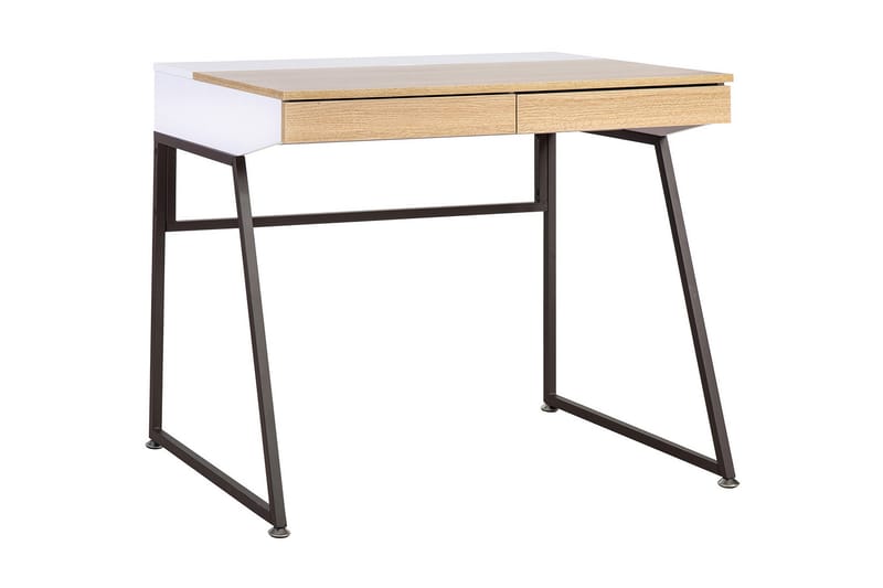 Studious Skrivbord 90 cm med Förvaring 2 Lådor - Grå/Trä/Natur/Vit - Möbler - Bord & matgrupper - Kontorsbord - Skrivbord