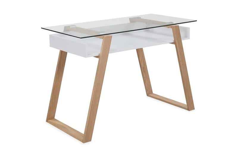 Telsiai Skrivbord 110 cm med Förvaring Hylla - Glas/Vit - Möbler - Bord & matgrupper - Kontorsbord - Skrivbord