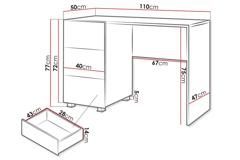 Tessan Skrivbord 110 cm med Förvaring - Brun - Möbler - Bord & matgrupper - Kontorsbord - Skrivbord