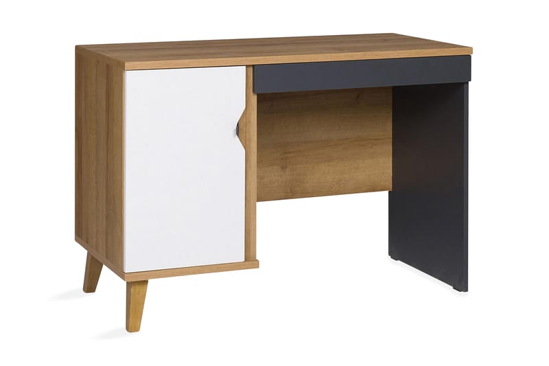 Vintra Skrivbord 110 cm med Förvaring Skåp - Brun/Vit/Svart - Möbler - Bord & matgrupper - Kontorsbord - Skrivbord