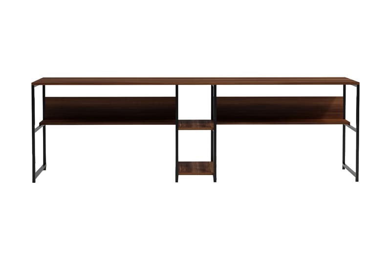 Viranbag Skrivbord 240 cm med Förvaring 2 Hyllor - Mörkbrun/Svart - Möbler - Bord & matgrupper - Kontorsbord - Skrivbord