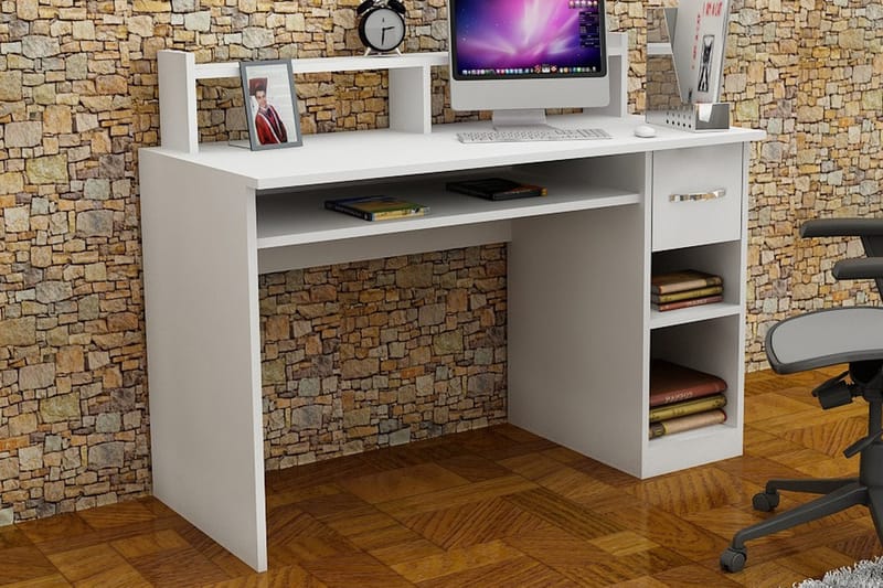Yemisen Skrivbord 120 cm med Förvaring Låda + Hyllor - Vit - Möbler - Bord & matgrupper - Kontorsbord - Skrivbord