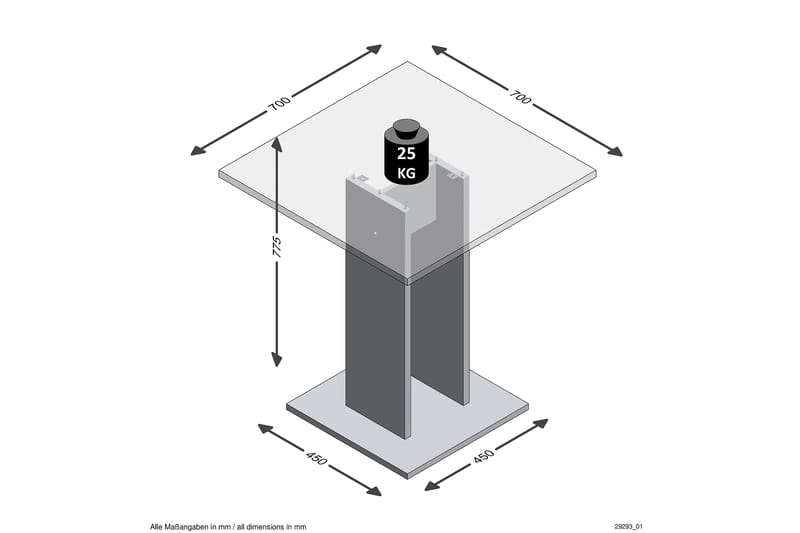 Bandol Matbord 70 cm - Vit/Betong - Möbler - Bord & matgrupper - Matbord & köksbord