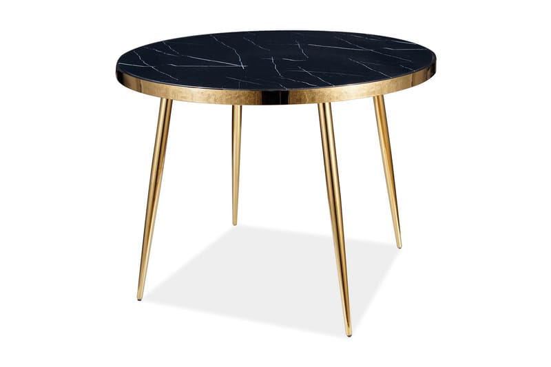 Calvik Matbord 100 cm Runt Marmorlook - Glas/Svart/Guld - Möbler - Bord & matgrupper - Matbord & köksbord