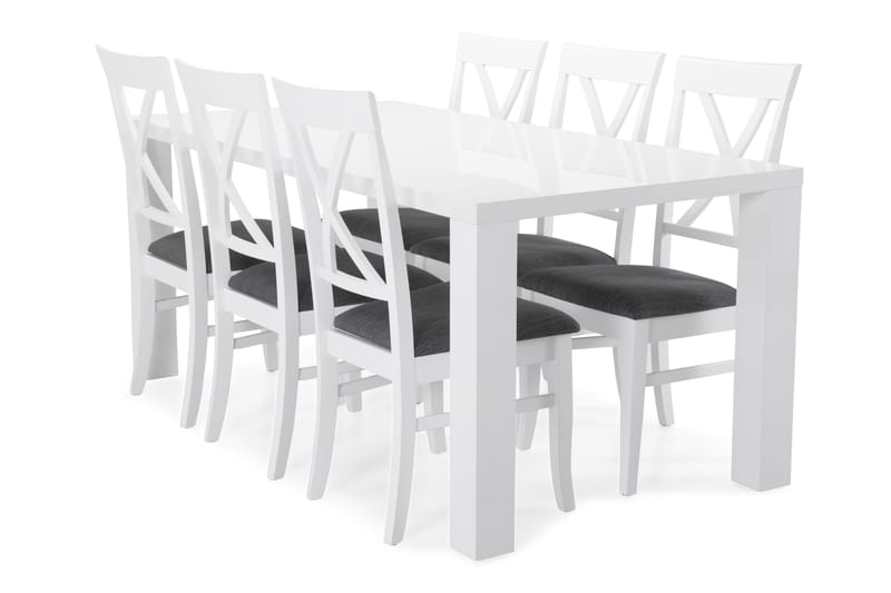 Cibus Matgrupp 180 cm med 6 Hartford stolar - Vit/Svart - Möbler - Bord & matgrupper - Matgrupper