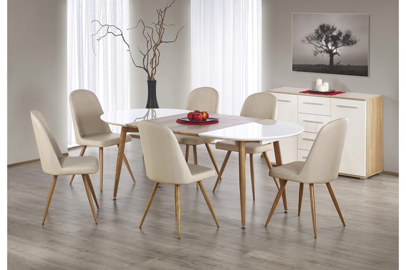 Darwen Förlängningsbart Matbord 120 cm - Vit/Ek - Möbler - Bord & matgrupper - Matbord & köksbord