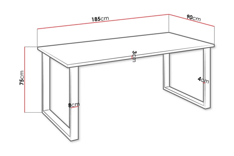 Imper Matbord 185 cm - Vit/Svart - Möbler - Bord & matgrupper - Matbord & köksbord