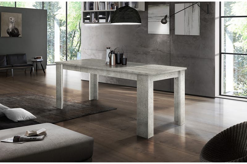 Jesin Förlängningsbart Matbord 140 cm - Vit Högglans/Betonggrå - Möbler - Bord & matgrupper - Matbord & köksbord
