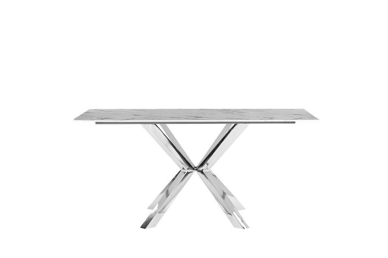 Matbord 160 x 90 cm marmor effekt/silver SABROSA - Grå - Möbler - Bord & matgrupper - Matbord & köksbord