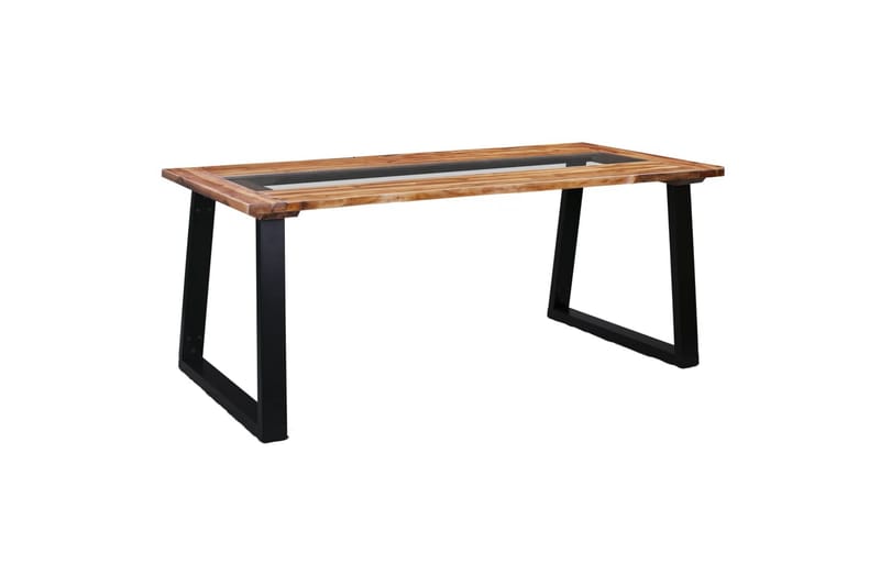 Matbord 180x90x75 cm massivt akaciaträ och glas - Brun - Möbler - Bord & matgrupper - Matbord & köksbord
