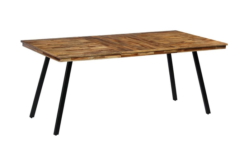 Matbord massivt teakträ och stål 180x90x76 cm - Brun - Möbler - Bord & matgrupper - Matbord & köksbord