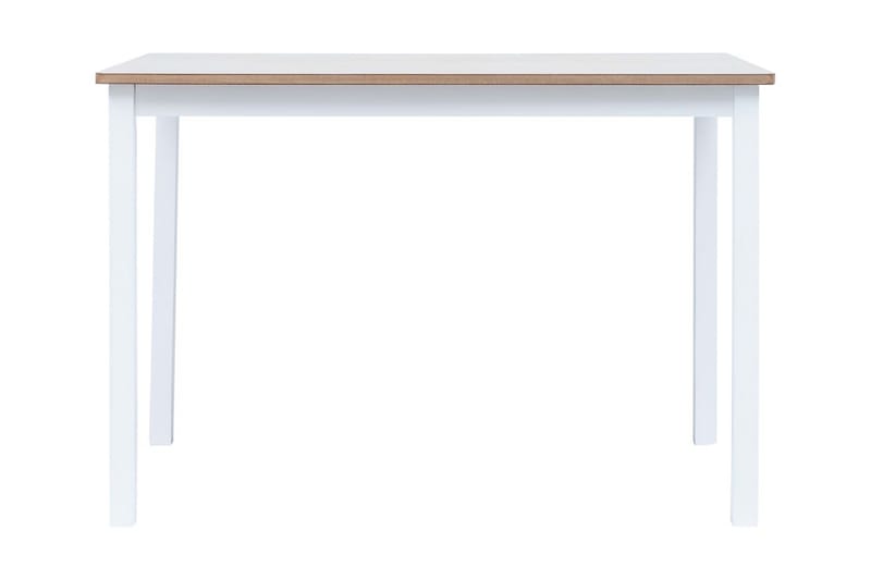 Matbord vit och brun 114x71x75 cm massivt gummiträ - Vit - Möbler - Bord & matgrupper - Matbord & köksbord