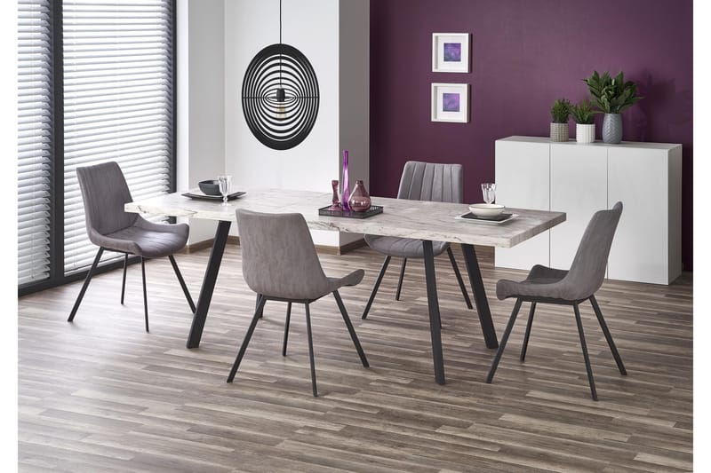 Molena Förlängningsbart Matbord 160 cm - Marmor/Svart - Möbler - Bord & matgrupper - Matbord & köksbord