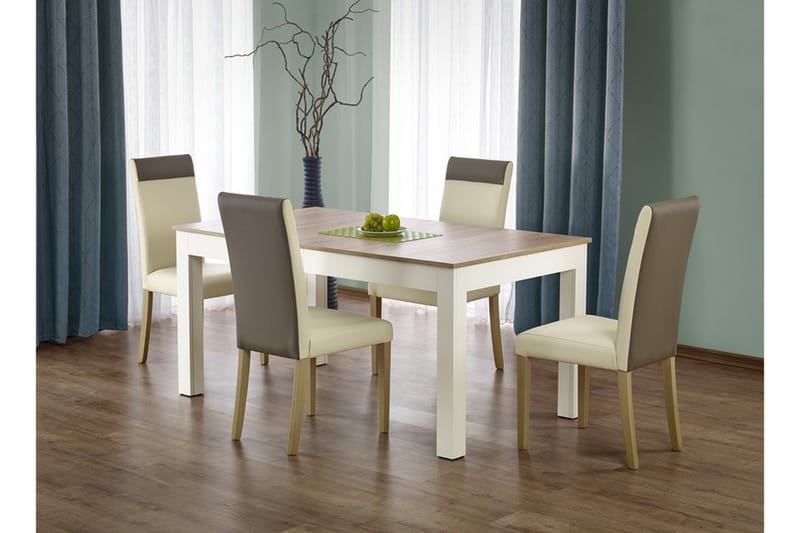 Seweryn Förlängningsbart Matbord 160 cm - Ek/Vit - Möbler - Bord & matgrupper - Matbord & köksbord