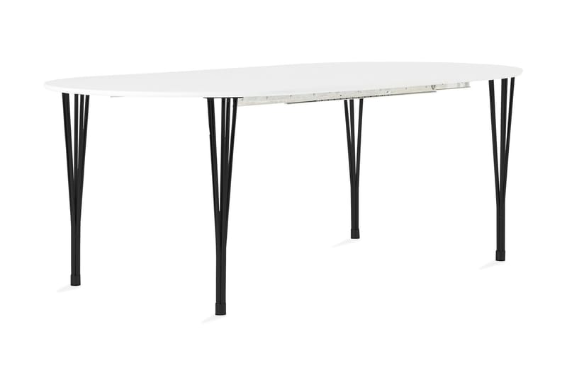 Tyson Förlängningsbart Matbord 160 cm Ovalt - Vit/Svart - Möbler - Bord & matgrupper - Matbord & köksbord