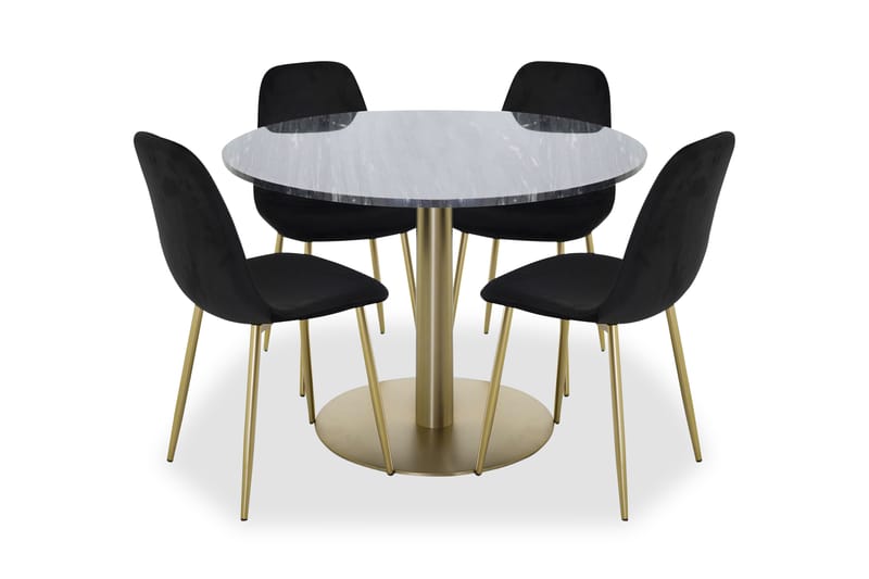 Admira matbord runt svart/mässing+Pontus stol svart/mässing - Möbler - Stolar & fåtöljer - Matstol & köksstol