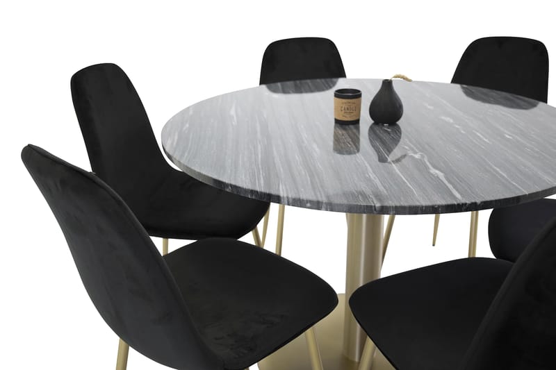 Admira matbord runt svart/mässing+Pontus stol svart/mässing - Möbler - Bord & matgrupper - Matgrupper