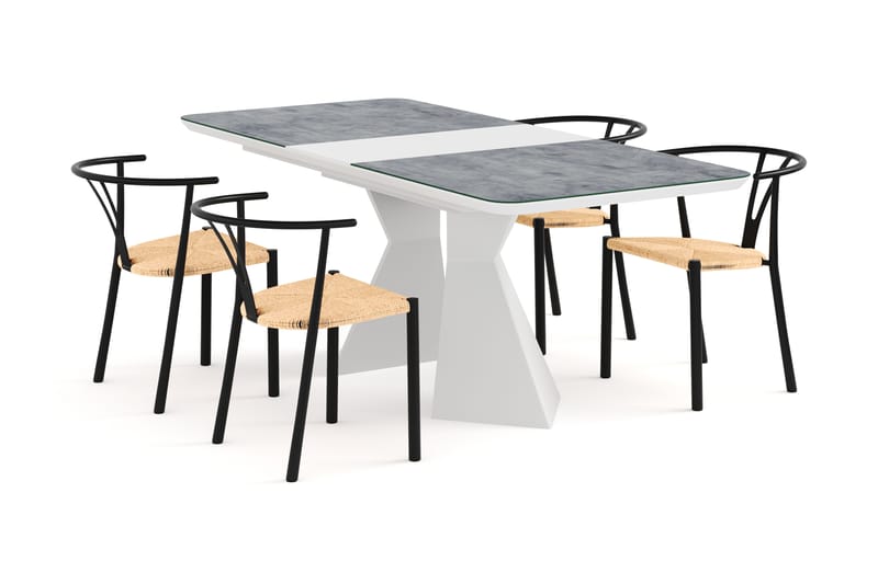 Aix Förlängningsbart Matbord 160 cm Glas + 4 st Elysia Matst - Möbler - Bord & matgrupper - Matbord & köksbord