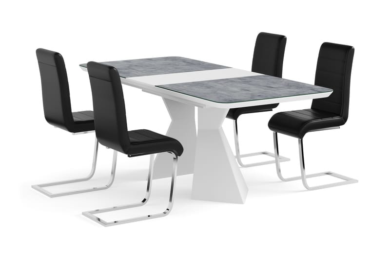 Aix Förlängningsbart Matbord 160 cm Glas Med 4 st Cibus Mats - Möbler - Bord & matgrupper - Matgrupper
