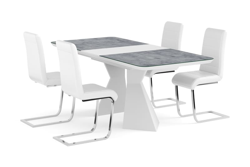 Aix Förlängningsbart Matbord 160 cm Glas Med 4 st Cibus Stol - Möbler - Bord & matgrupper - Matgrupper