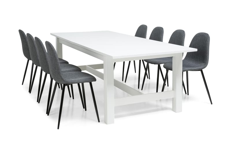 Altea Matgrupp med 8 st Nibe Stol - Vit/Grå/Svart - Möbler - Bord & matgrupper - Matbord & köksbord